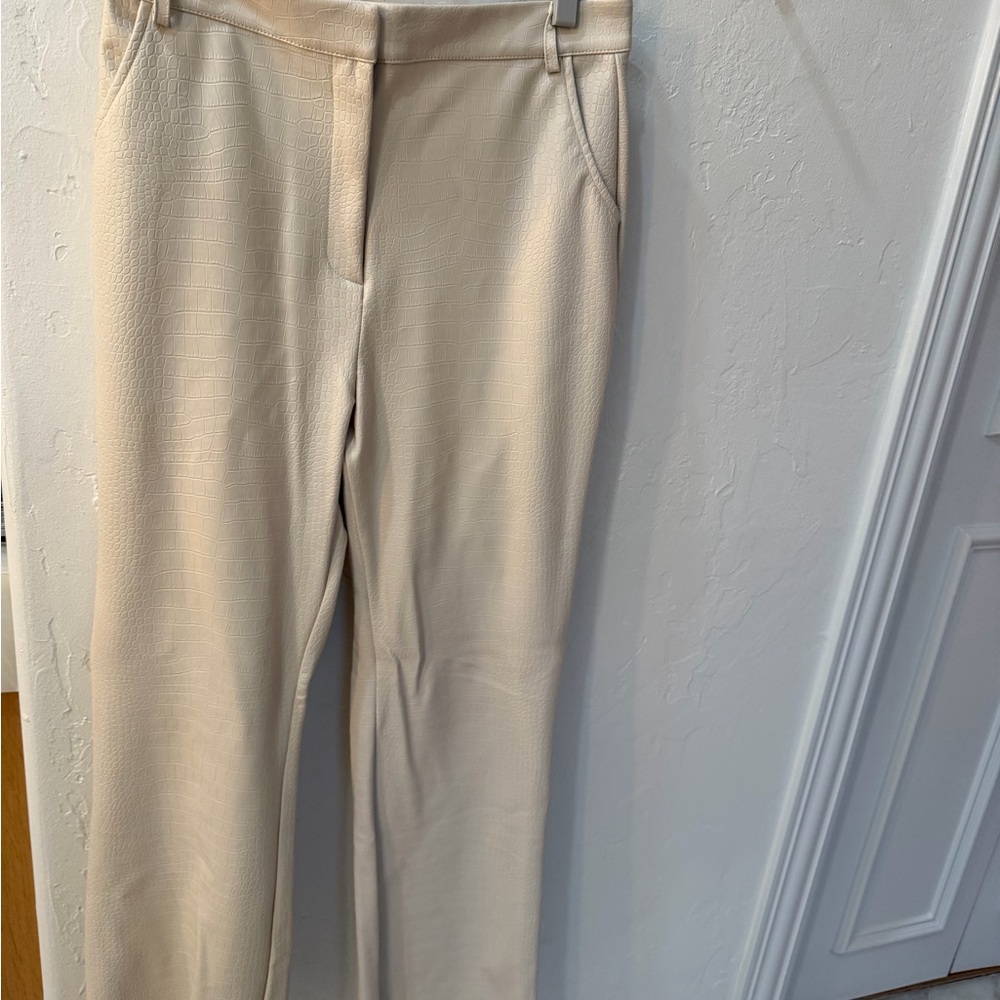 Meshki Cream Faux leather pants